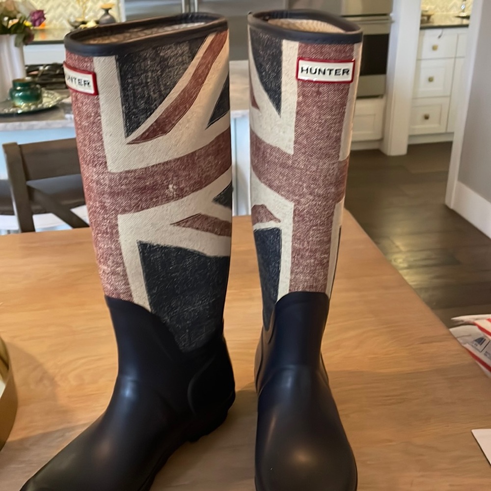 Hunter Women's Boots. British Flag. Navy. 8/9